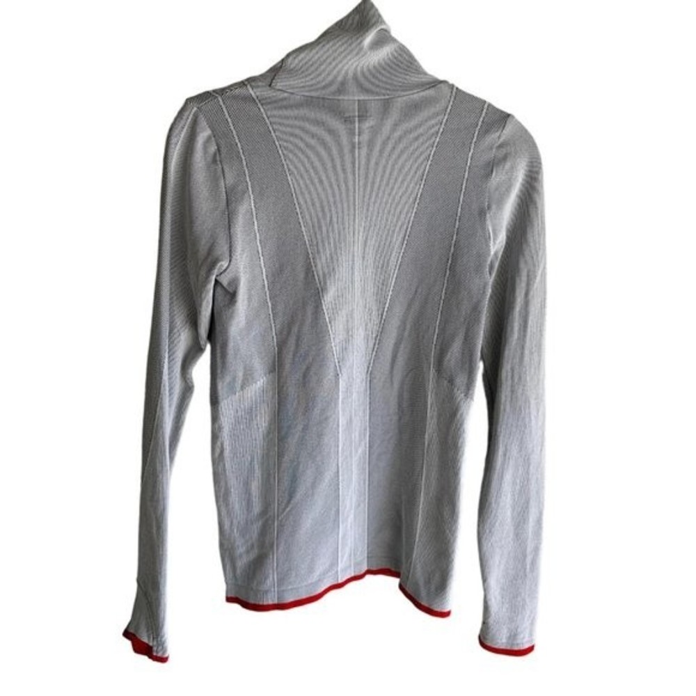 Athleta Light Gray Long Sleeve Tee with Red Trim - Picture 3 of 8